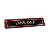 Piano Finished Rosewood Standard Engraved Desk Name Plate 'Take One', 2