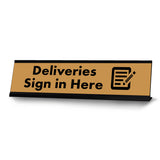 Deliveries Sign in Here, Desk Sign (2 x 8