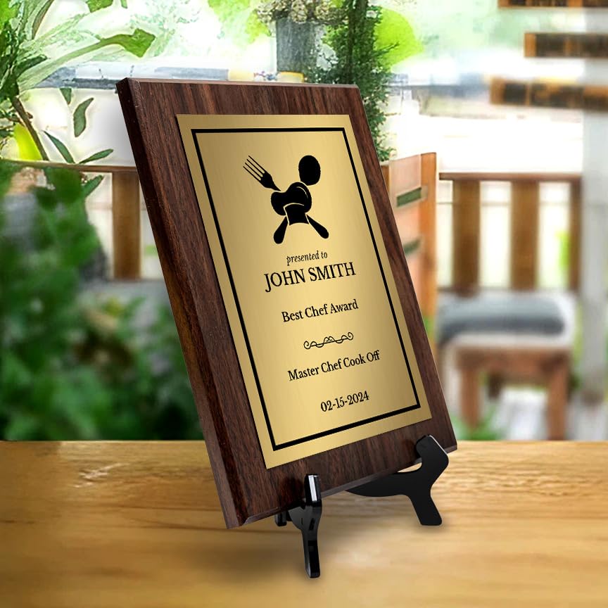 Cooking Competition and Chef Customizable Award Plaque | Easel Mount Option | Recognition of Achievement and Service Personalizable Plaques