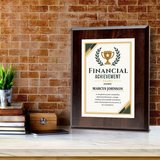 Financial Achievement Award Personalized Wall Plaque With Easel Acrylic Stand | Professional/Industry Recognition Award Plaques