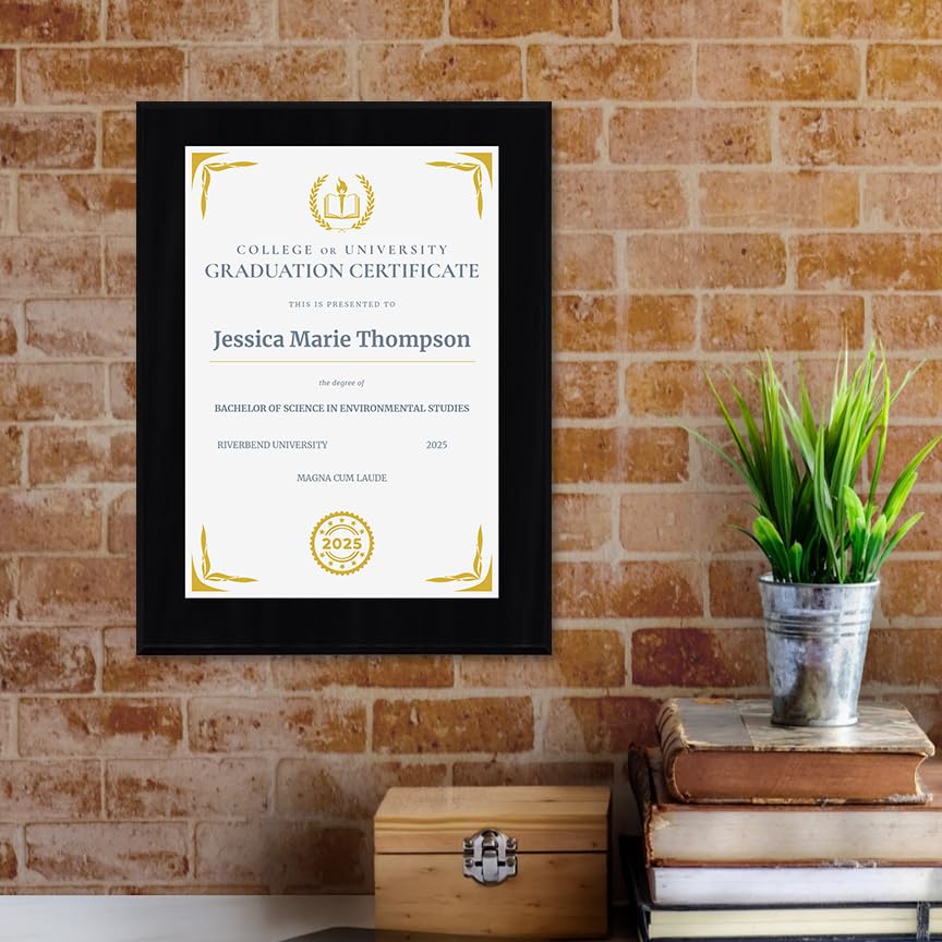 College/University Graduation Certificate Personalized (Wooden) Wall Plaque With Easel Acrylic Stand | Certificates & Achievements
