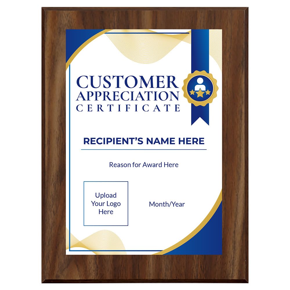 Customer Appreciation Certificate (Wooden) Wall Plaque With Easel Acrylic Stand | Certificates & Achievements Personalized Wall Prints (Plaques)