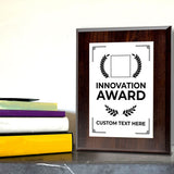 Innovation Award Award Personalized (Wooden) Wall Plaque With Easel Acrylic Stand | Workplace Recognition Ceremonies Award Plaques