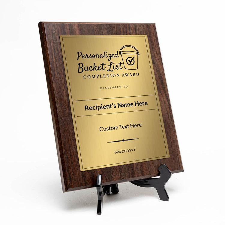 Personalized Bucket List Completion Custom Award Wall Plaque With Easel Acrylic Stand | Personal Achievement Wall Plaques