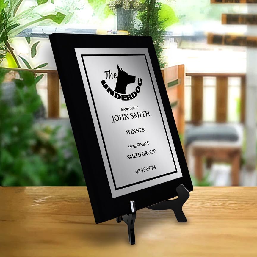 The Underdog Customizable Black Frame Award Plaque | Easel Mount Option | Achievement and Recognition Personalizable Plaques
