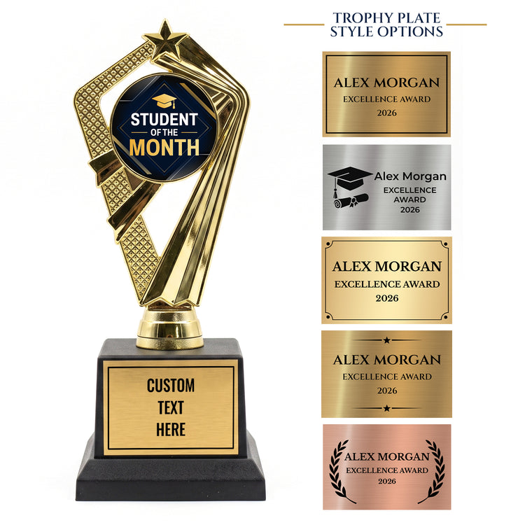 All Quality Student of the Month Trophy, Custom Engraved Star Award — Personalized Monthly Classroom Recognition Award