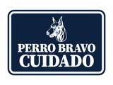 Signs ByLITA Classic Framed Perro Bravo Cuidado Graphic Spanish Security Wall or Door Sign