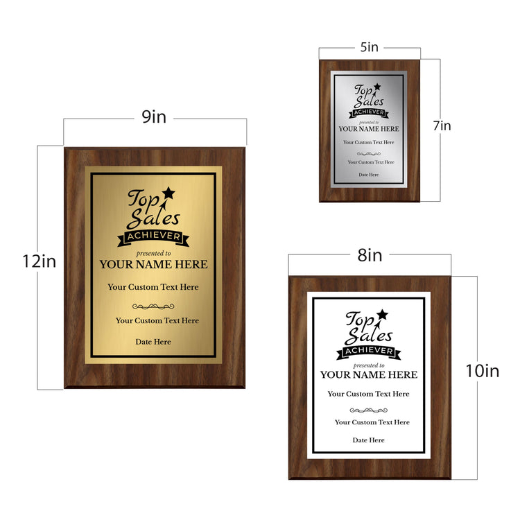 Top Sales Achiever Customizable Award Plaque | Easel Mount Option | Achievement and Recognition Personalizable Plaques