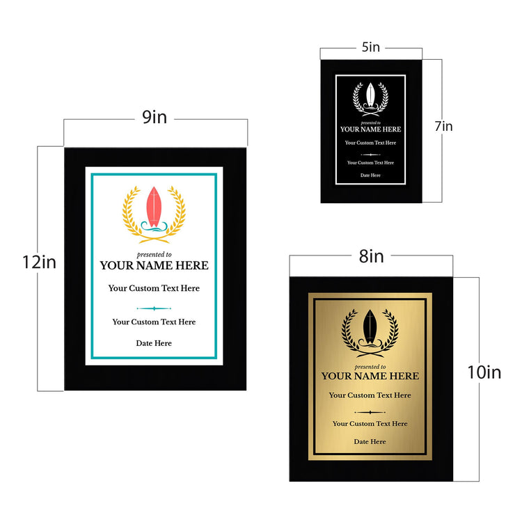 Surfing Customizable Black Frame Wooden Award Plaque | Easel Mount Option | Achievement and Recognition Personalizable Plaques