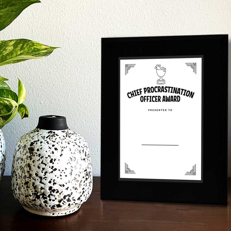 Chief Procrastination Officer' Award Personalized Wall Plaque With Easel Acrylic Stand | Novelty/Funny Office Award Plaques