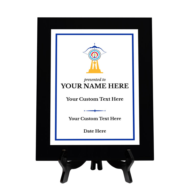Archery Customizable Black Frame Wooden Award Plaque | Easel Mount Option | Achievement and Recognition Personalizable Plaques | Sports Award