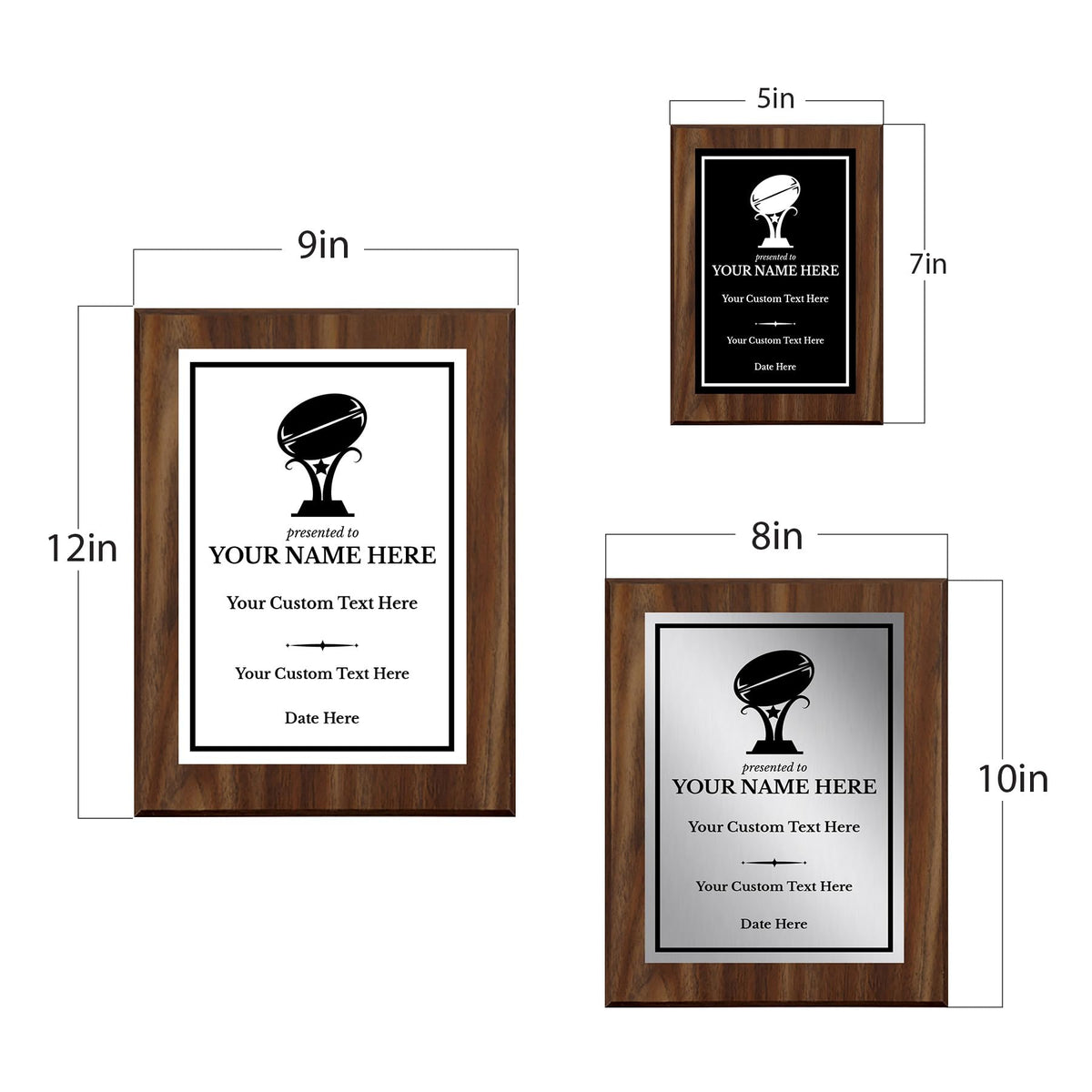 Rugby Customizable Wooden Award Plaque | Easel Mount Option | Achievement and Recognition Personalizable Plaques