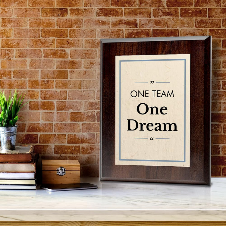 One Team, One Dream Decorative Wall Plaque With Easel Acrylic Stand | Motivational Decor