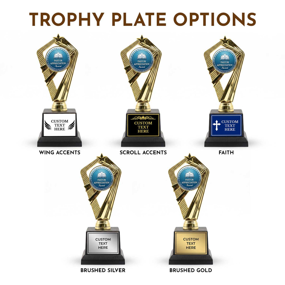 Church Appreciation Trophy Awards (Pastor, Choir, Volunteer) - Engraved