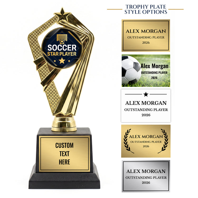 All Quality Soccer Star Player Trophy, Custom Engraved — Personalized Youth Soccer Award, MVP & Standout Player Gift
