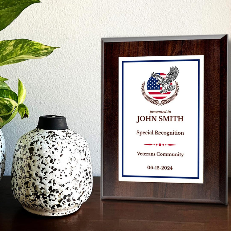 Thank You For Your Service Military and First Responders Customizable Award Plaque | Easel Mount Option | Patriotic Recognition of Achievement and Service Personalizable Plaques