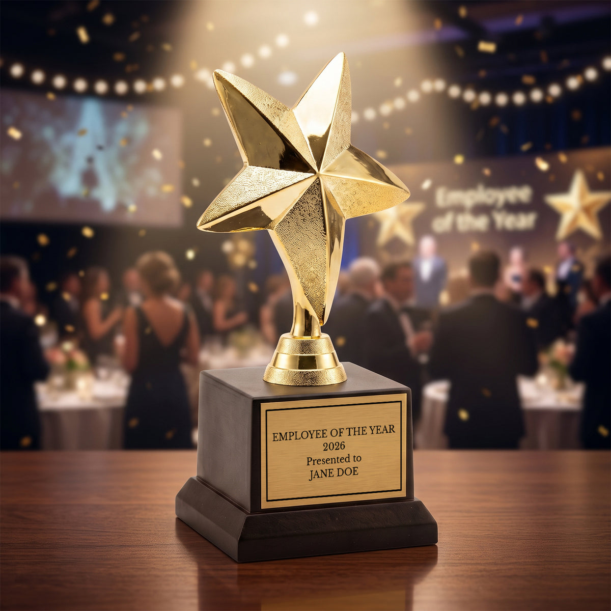 All Quality Star Trophy, Custom Engraved Star Figure, Black Base — Personalized Achievement & Recognition Award for Any Occasion