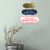 Signs ByLITA Designer Rise and Shine: Breakfast Specials Durable ABS Plastic Laser Engraved Easy Installation Elegant Design Wall or Door Sign