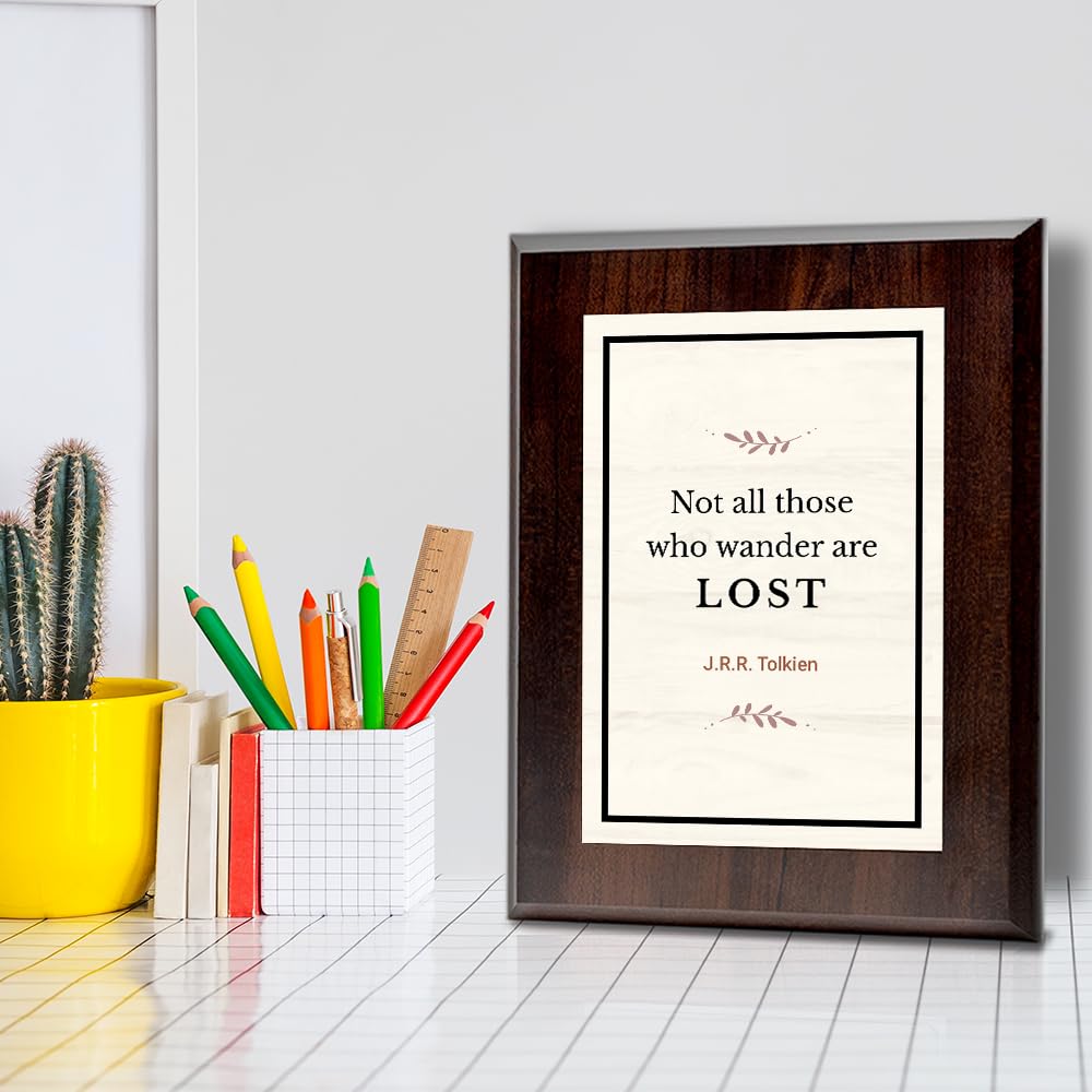Not all those who wander are lost – J.R.R. Tolkien Decorative Wall Plaque With Easel Acrylic Stand | Great Literature Decor