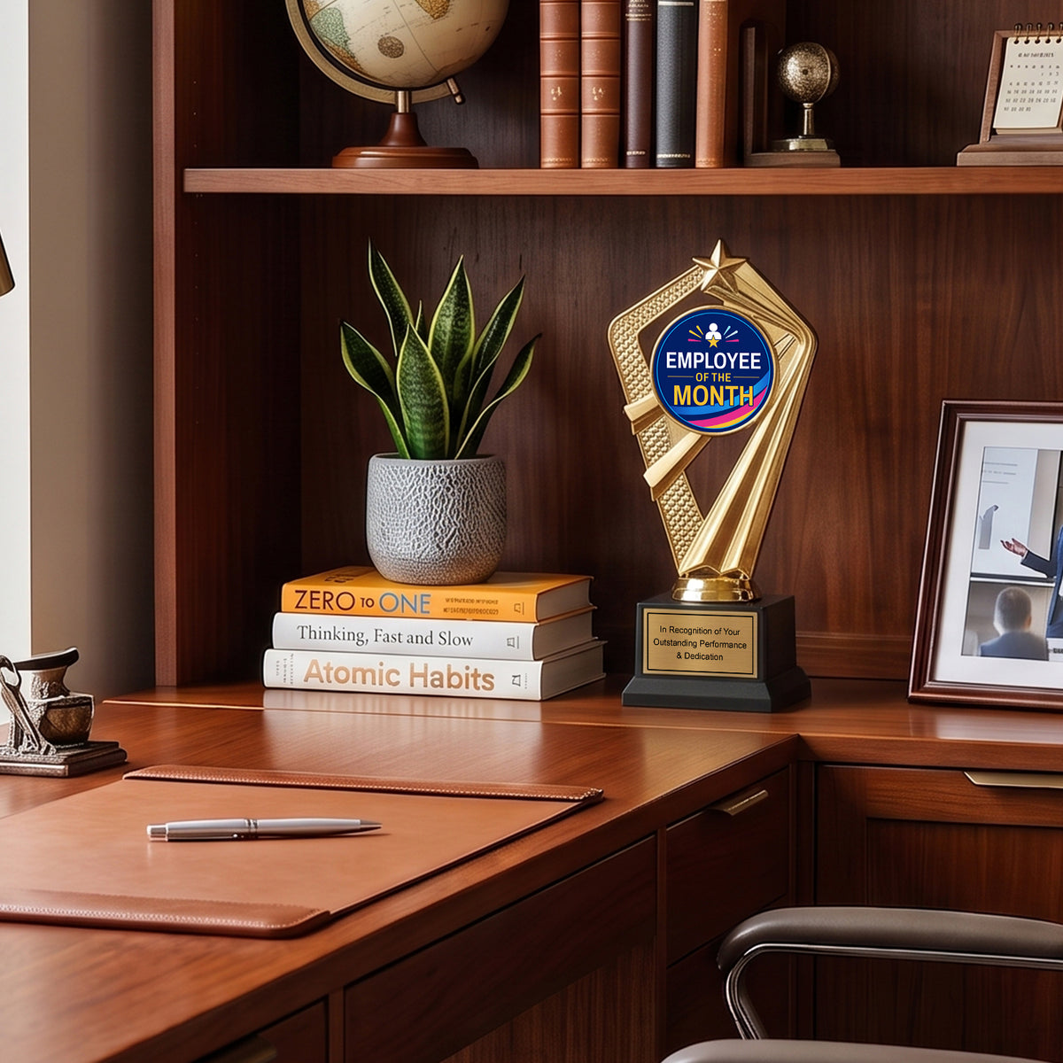 All Quality Employee of the Month Trophy, Custom Engraved — Personalized Monthly Workplace Recognition Award