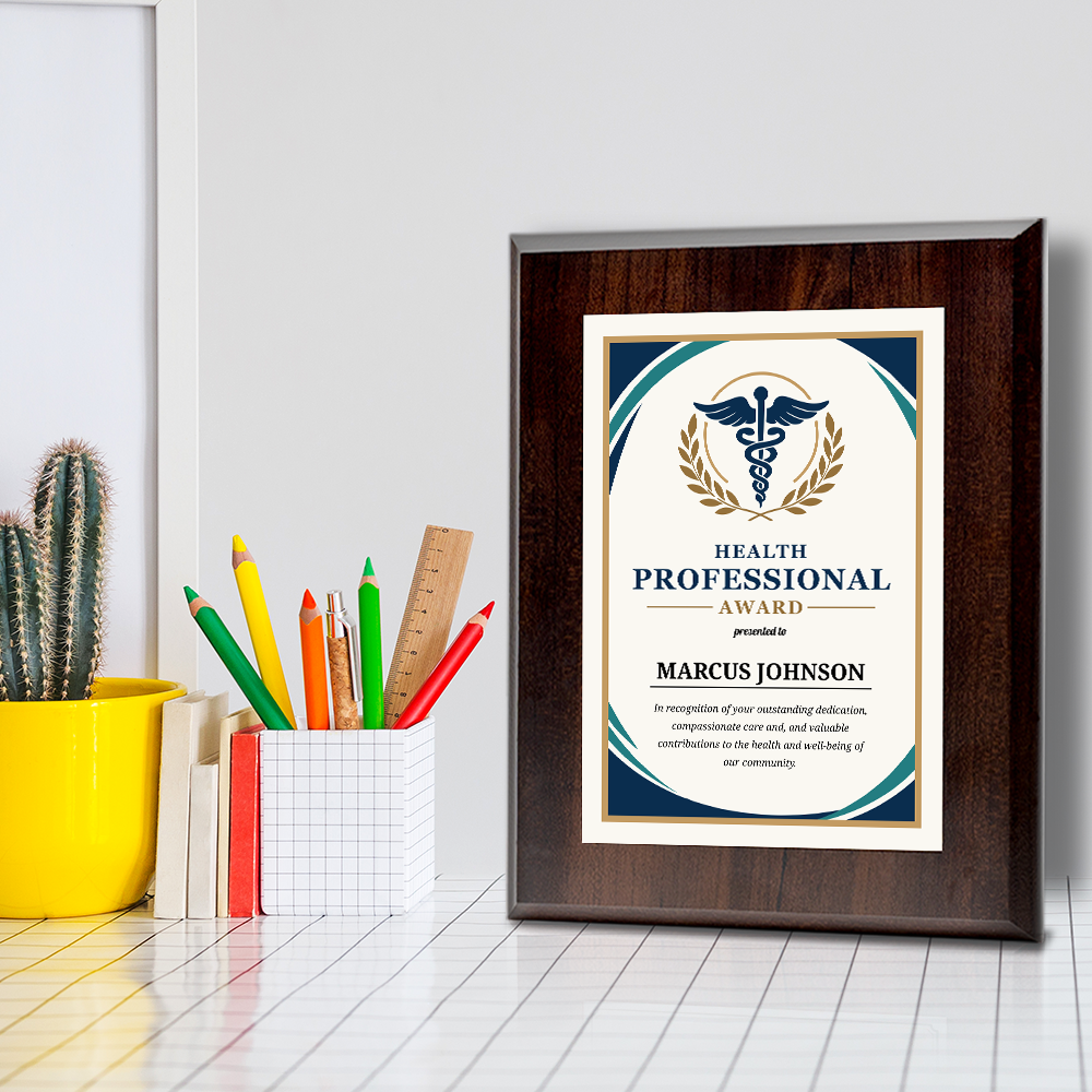 Health Professional Award Personalized Wall Plaque With Easel Acrylic Stand | Professional/Industry Recognition Award Plaques