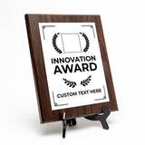 Innovation Award Award Personalized (Wooden) Wall Plaque With Easel Acrylic Stand | Workplace Recognition Ceremonies Award Plaques