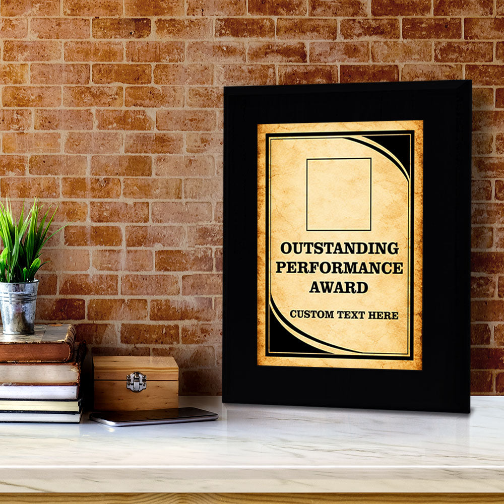 Outstanding Performance Award Personalized (Black) Wall Plaque With Easel Acrylic Stand | Workplace Recognition Ceremonies Award Plaques