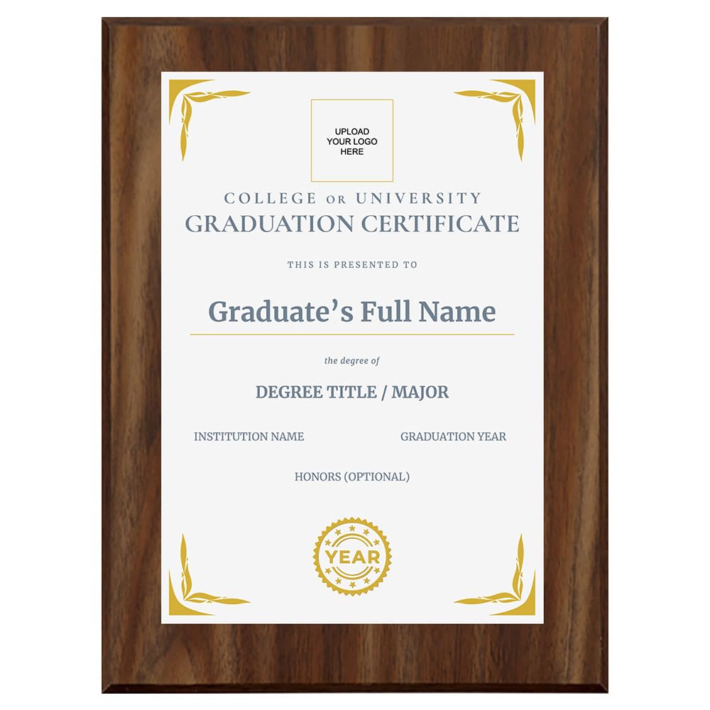 College/University Graduation Certificate Personalized (Wooden) Wall Plaque With Easel Acrylic Stand | Certificates & Achievements