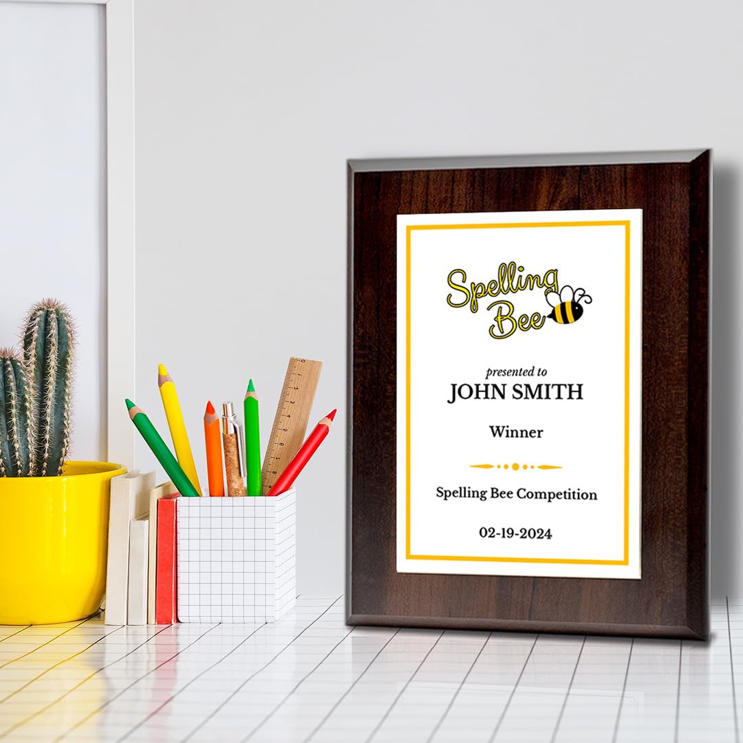 Spelling Bee Competition Custom Award Plaque | Easel Mount Option | Achievement and Recognition Personalizable Plaques