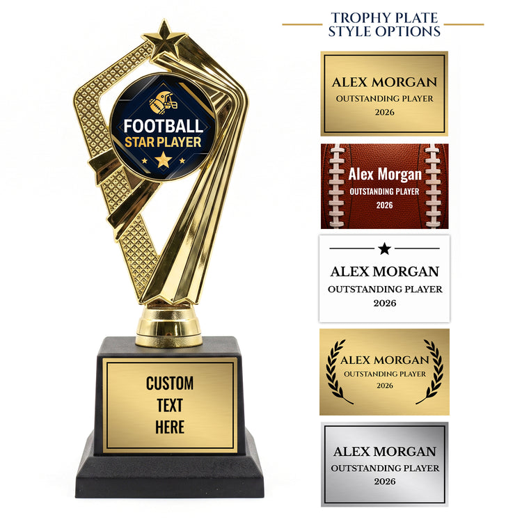 All Quality Football Star Player Trophy, Custom Engraved — Personalized Youth Football Award, MVP & Standout Player Gift