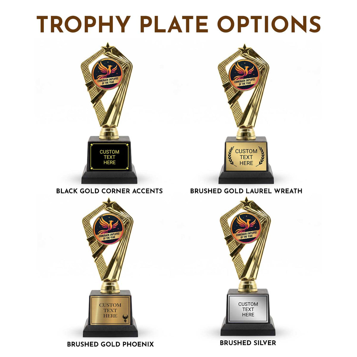 Fun Employee Recognition Trophy Awards (Sales, Hardest Working) - Engraved
