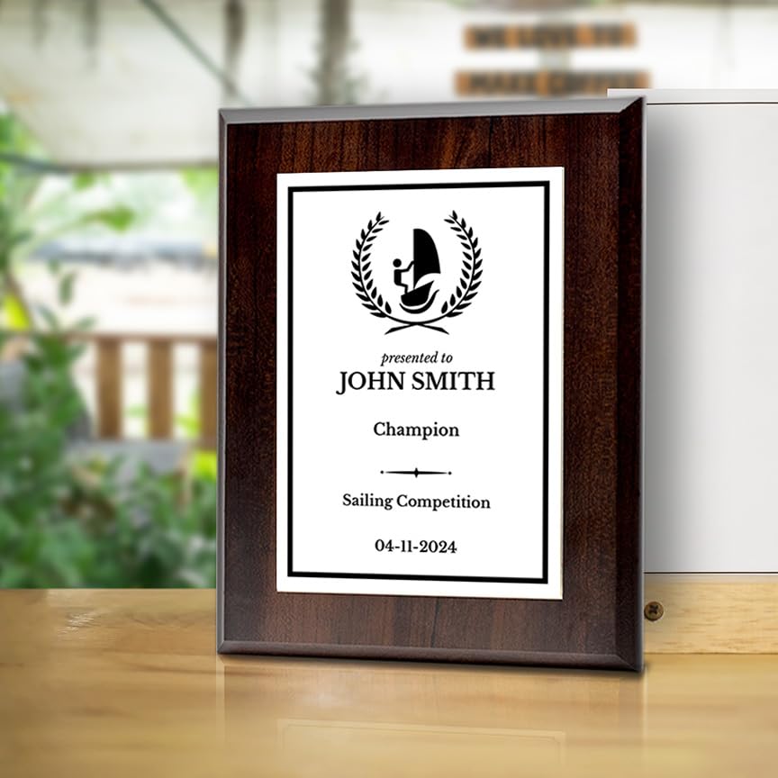 Sailing Customizable Wooden Award Plaque | Easel Mount Option | Achievement and Recognition Personalizable Plaques