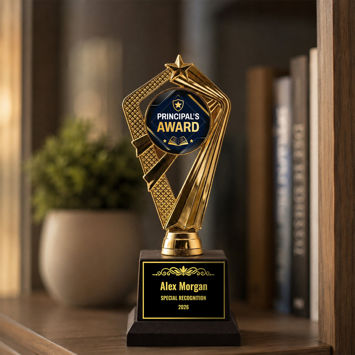 All Quality Principal's Award Trophy, Custom Engraved — Personalized School Recognition Award for Students