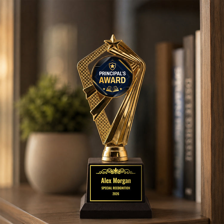 All Quality Principal's Award Trophy, Custom Engraved — Personalized School Recognition Award for Students