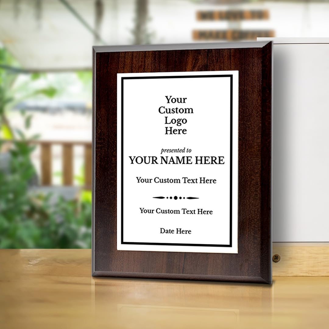 Custom Logo Wooden Award Plaque | Easel Mount Option | Upload Your Logo | Recognition of Achievement and Service Personalizable Plaques