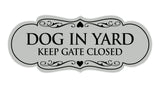 Designer Dog In Yard Keep Gate Closed Sign