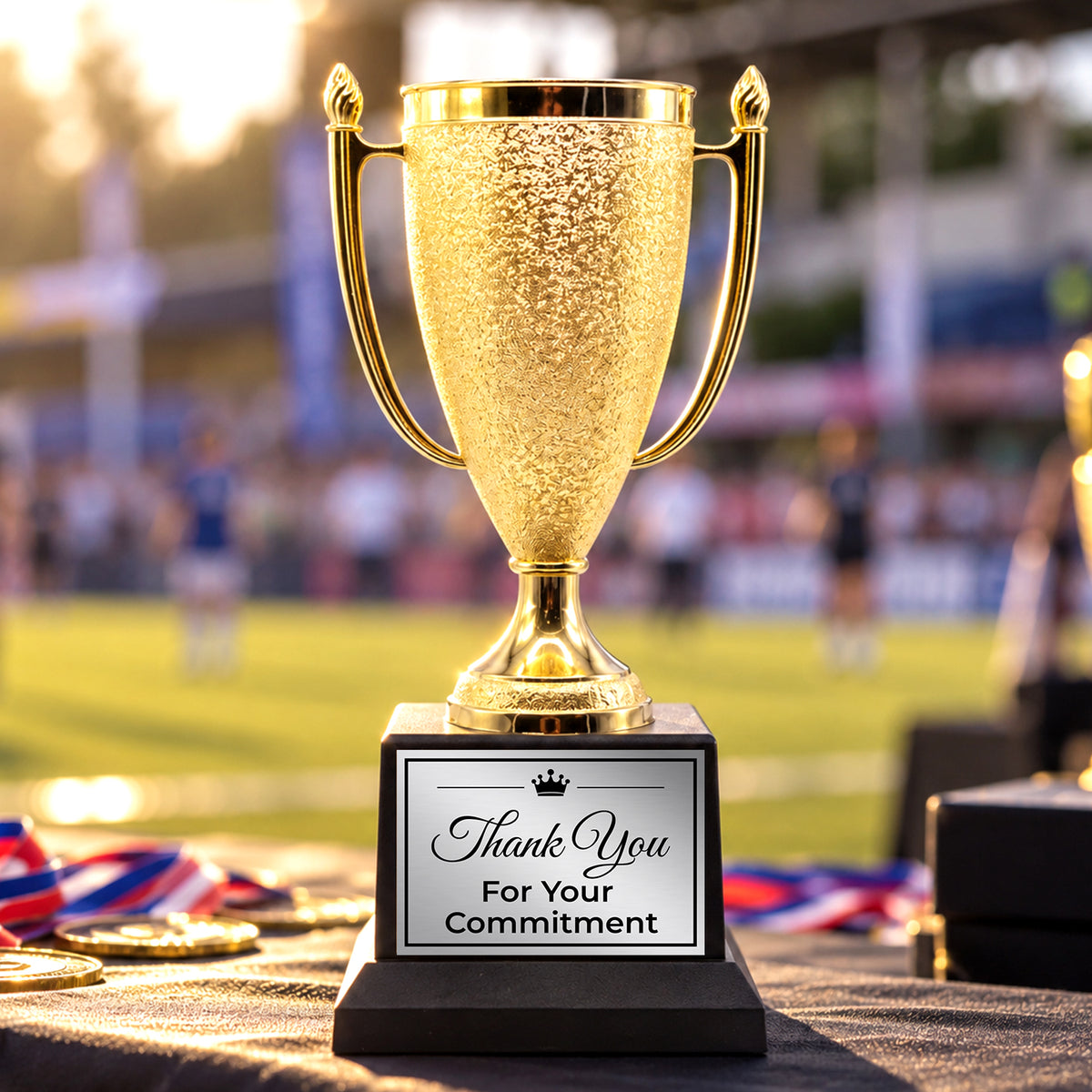 All Quality Thank You Cup Trophy, Custom Engraved Gold Cup — Personalized Thank You Gift for Volunteers, Mentors & Staff Appreciation
