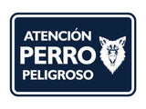 Signs ByLITA Classic Framed Atención Perro Peligroso Graphic Spanish Security Wall or Door Sign