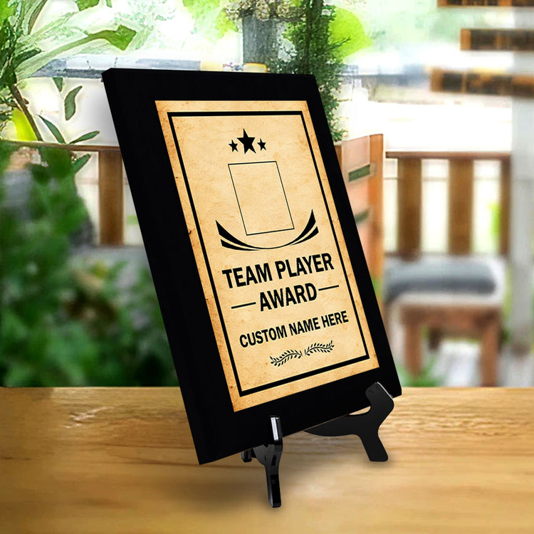 Team Player Award Personalized (Black) Wall Plaque With Easel Acrylic Stand | Workplace Recognition Ceremonies Award Plaques