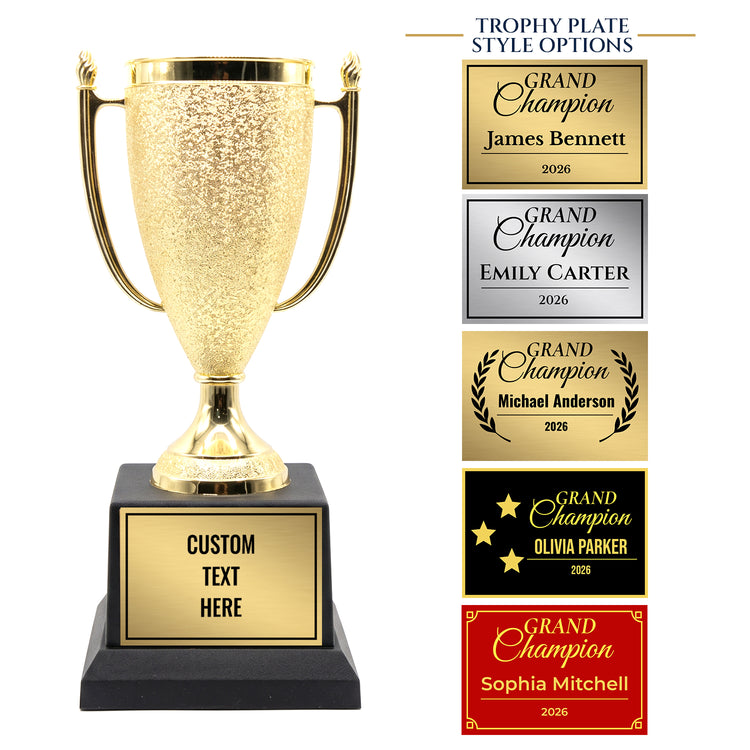 All Quality Grand Champion Cup Trophy, Custom Engraved Gold Cup — Personalized Grand Champion Award for Shows, Contests & Competitions