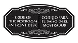 Signs ByLITA Victorian Code Of The Restroom In Front Desk/ Codigo Para el Baño en el Mostrador Bilingual Business Wall or Door Sign