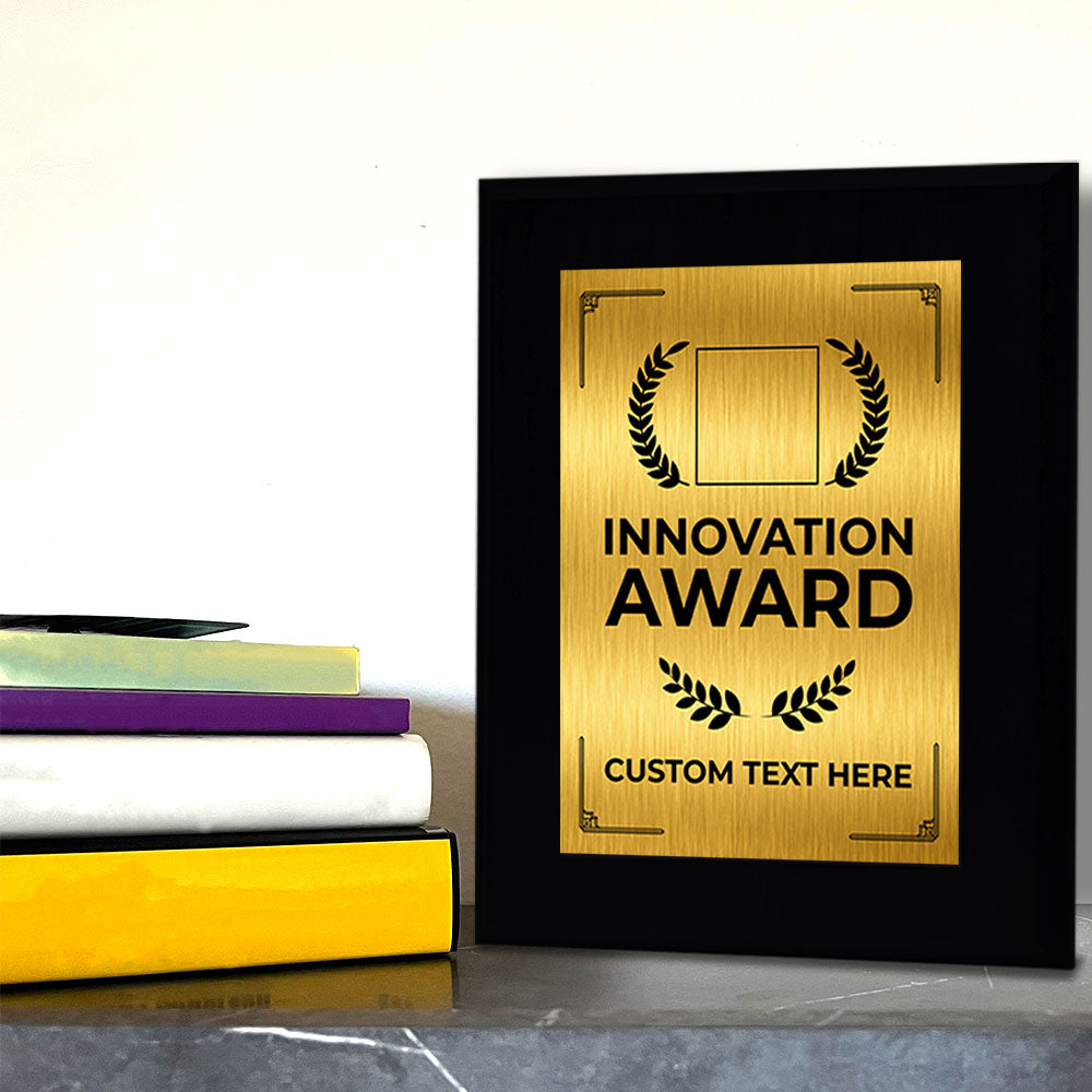 Innovation Award Award Personalized (Black) Wall Plaque With Easel Acrylic Stand | Workplace Recognition Ceremonies Award Plaques