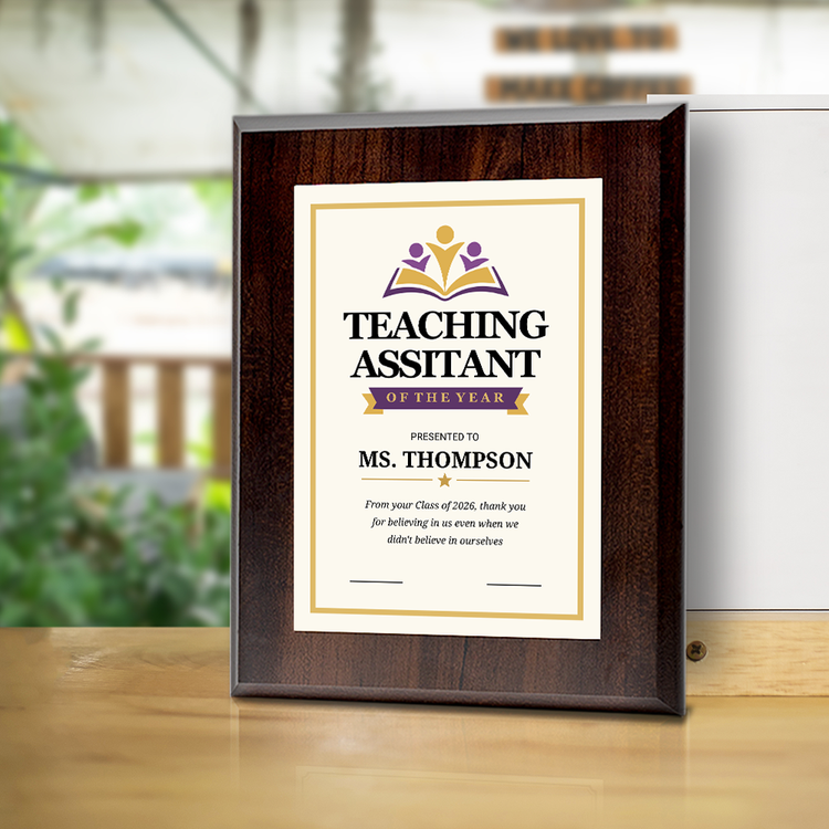 Teaching Assistant of the Year Award Personalized Wall Plaque With Easel Acrylic Stand | Education Recognition School Award Plaques