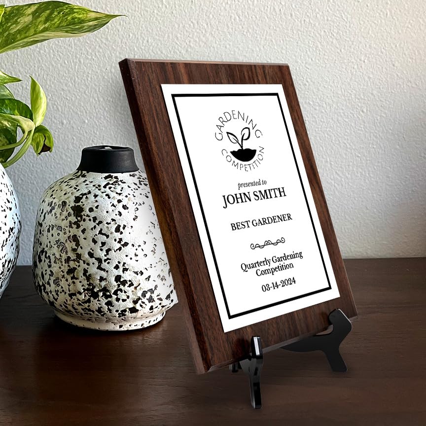 Gardening Competition Customizable Award Plaque | Easel Mount Option | Achievement and Recognition Personalizable Plaques