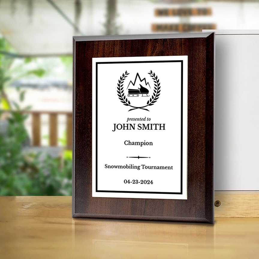 Snowmobiling Customizable Wooden Award Plaque | Easel Mount Option | Achievement and Recognition Personalizable Plaques | Sports Award
