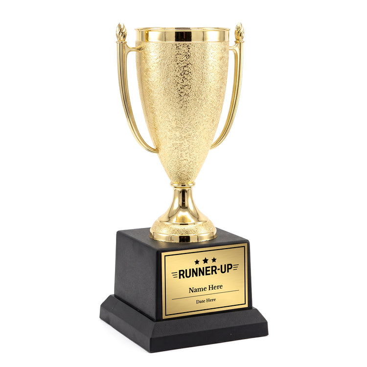 All Quality Runner-Up Cup Trophy, Custom Engraved Gold Cup — Personalized Runner-Up Award for Contests & Competitions