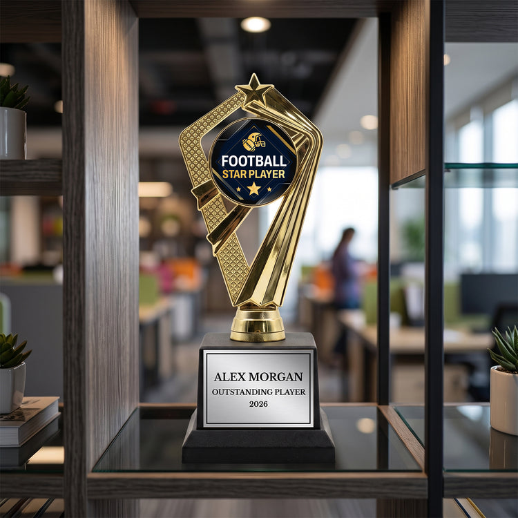All Quality Football Star Player Trophy, Custom Engraved — Personalized Youth Football Award, MVP & Standout Player Gift