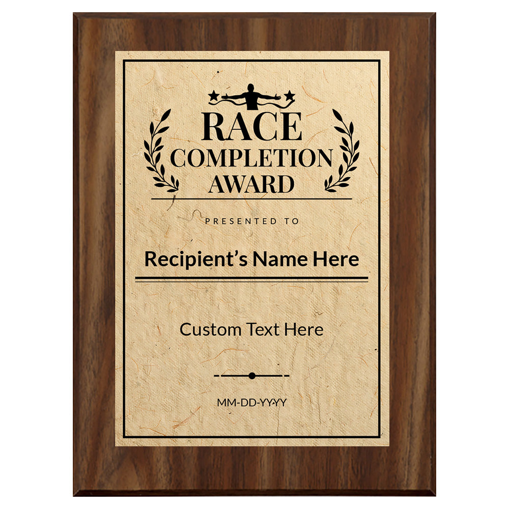 Race Completion Award Custom Award Wall Plaque With Easel Acrylic Stand | Sport and Personal Achievement Wall Plaques