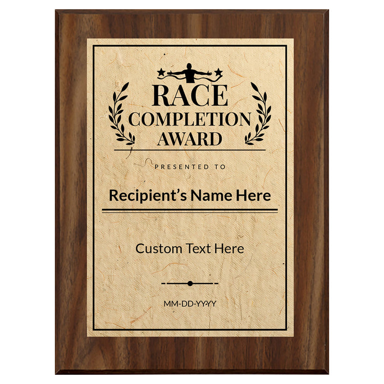 Race Completion Award Custom Award Wall Plaque With Easel Acrylic Stand | Sport and Personal Achievement Wall Plaques