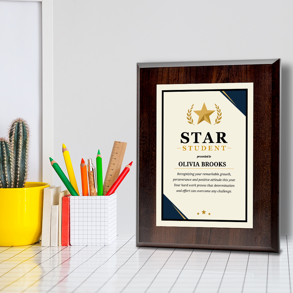 Star Student Award' Personalized Wall Plaque With Easel Acrylic Stand | Education Recognition School Award Plaques